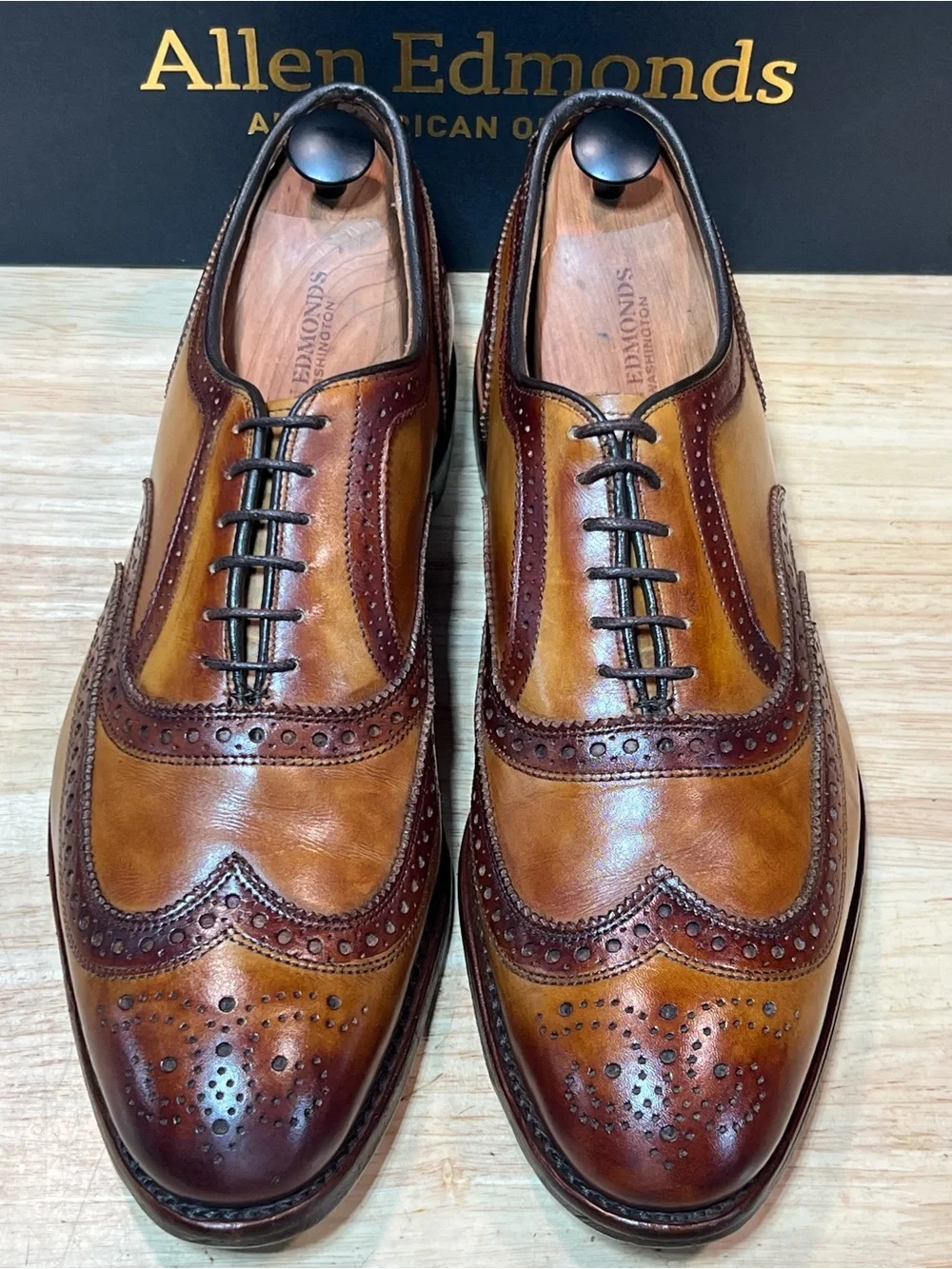 Allen Edmonds McAllister Men’s Leather Wingtip Oxfords w/ Patinas Sz11.5D  🇺🇸